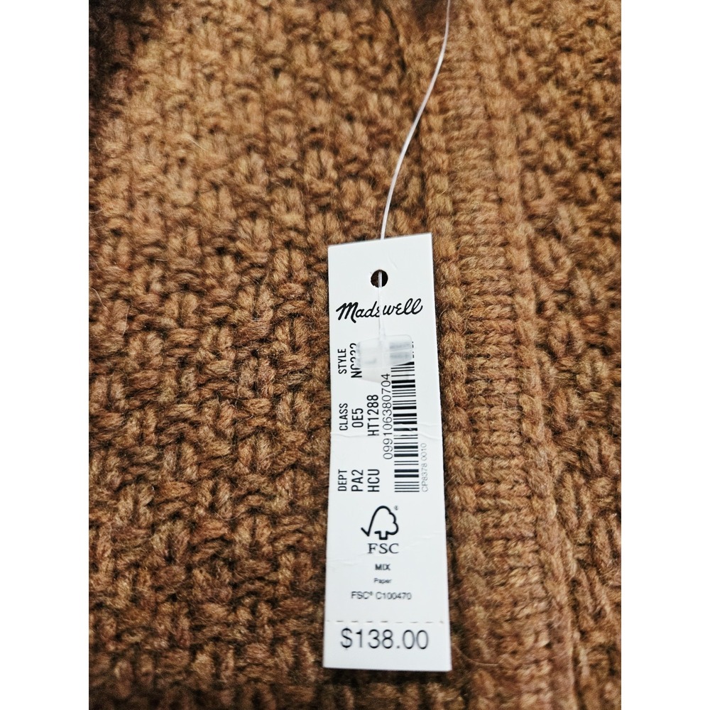 NEW MADEWELL Women's Brown Whitley Open Cardigan Sweater Size Large MSRP($138) - Picture 5 of 7